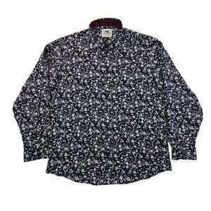 Filthy Etiquette Shirt Men's 2XL Navy Blue Floral Long Sleeve Button Up EUC LN